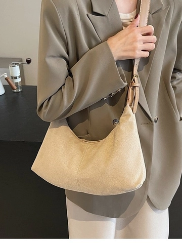 Sac Hobo en Daim pour Femmes Grande Capacité Vintage Demi-Lune Sac à Épaule Minimaliste Décontracté Sac Banane pour Navette