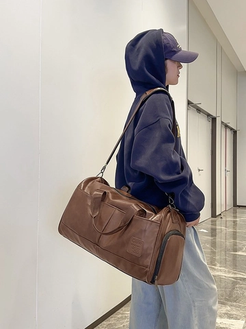 Vintage PU Leder Reisetasche Mit Großer Kapazität Für Damen Herren Wasserdichte Sporttasche Mit Verstellbarem Riemen