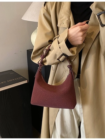 Borsa Hobo Mezzaluna in Pelle PU Smerigliata Vintage da Donna Con Tracolla Decorativa a Fiocco Borsa a Spalla Casual
