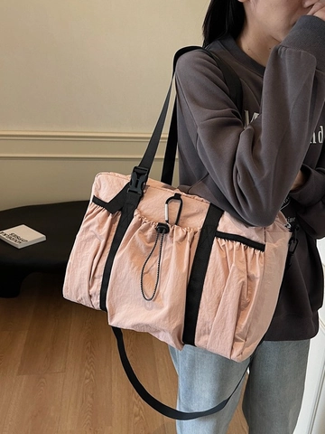 Große Kapazität Nylon Damen Tote Bag Techwear Stil Mehrere Taschen Kordelzug Reise Gym Tasche Casual Schulter Umhängetasche