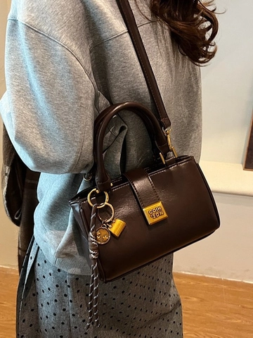 Vintage Women Small Square Crossbody Bag PU Leather Solid Color Handbag Detachable Strap Casual Daily Shoulder Bag Elegant Purse