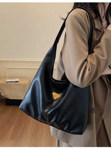 Vintage Soft PU Leather Large Capacity Tote Bag For Women Fashion Solid Color Shoulder Underarm Bag Minimalist Hobo Handbag