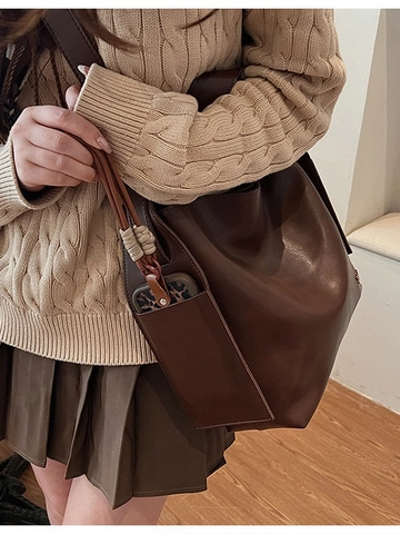 Bolso Tote Retro de Gran Capacidad para Mujer Cuero PU Cierre Magnético Correa Ancha Bolso Bandolera para Oficina Diario Viajes