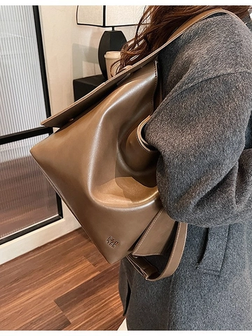 Bolso Tote Retro de Gran Capacidad para Mujer Cuero PU Cierre Magnético Correa Ancha Bolso Bandolera para Oficina Diario Viajes