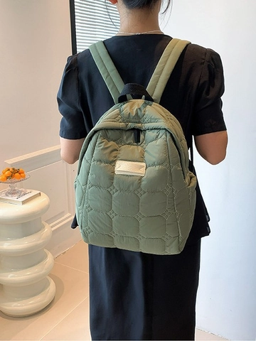 Women's Lightweight Quilted Puffy Backpack Waterproof Nylon Casual Shoulder Bag Fashion Minimalist Daypack Travel School