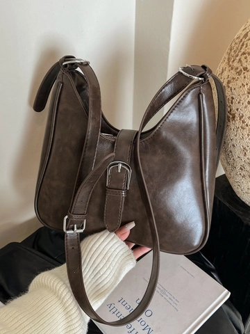 Damen Retro PU Leder Schultertasche Mode Große Kapazität Hobo Bag Pendler Crossbody Eimer Tasche Mit Silberschnalle