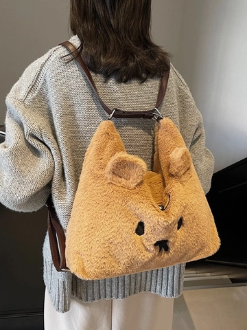 Damen Plüsch Bär Rucksack Süße Cartoon Tier Umhängetasche Große Kapazität Herbst Winter Mode Tasche Für Mädchen