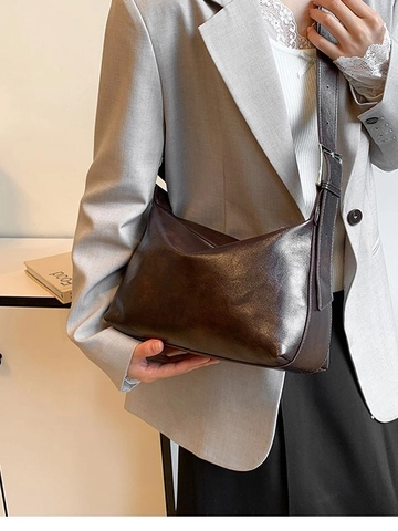 Vintage Große Kapazität PU Leder Kissentasche Mit Verstellbarem Riemen Casual Schulter Umhängetasche Für Damen Alltag Arbeit Reise