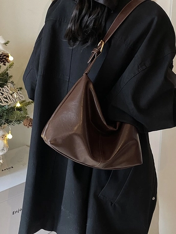Borsa a Spalla Tote in Pelle PU Vintage di Grande Capacità per Donna Borsa Hobo Morbida con Tracolla Regolabile da Pendolare