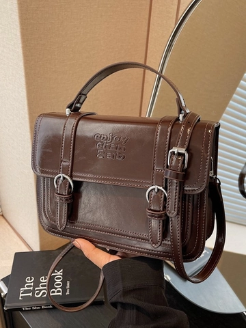 Damen Vintage PU Leder Kleine Quadratische Umhängetasche High-End Handtasche Mit Buchstabenprägung Für Den Täglichen Büroalltag