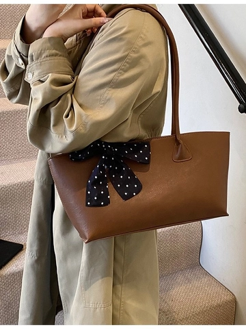 Bolso Tote para Mujer Cuero PU Retro Minimalista Bolso de Hombro Color Sólido Lazo de Lunares Para Uso Diario Oficina