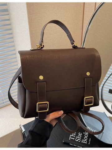 Sac à Dos en Cuir PU Vintage pour Femmes Grande Capacité Sac d'École Multifonctionnel Rétro Sac à Main Sac à Bandoulière Style Britannique