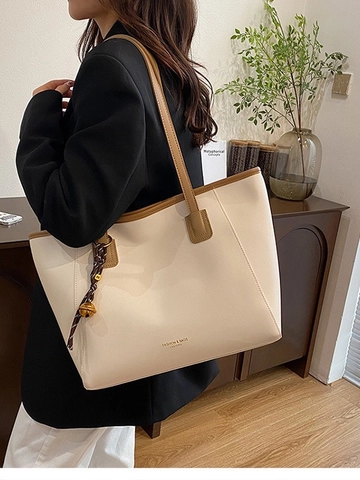 Sac Fourre-tout en Cuir PU de Grande Capacité pour Femmes Sac à Bandoulière Vintage avec Fermeture Éclair Sac Sous les Bras Décontracté