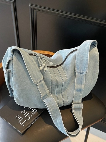 Große Kapazität Gewaschen Denim Hobo Tasche Für Damen Vintage Casual Schulter Umhängetasche Tragetasche Mit Verstellbarem Breitgurt