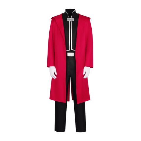 Ensemble De Costume Cosplay Manteau À Capuche Rouge Personnage Anime Avec Haut Noir Pantalon Gants Ceinture Pour Halloween