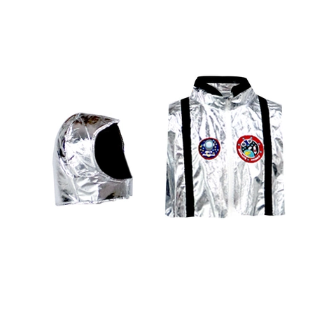 Costume Cosplay da Astronauta Tuta Argento Metallizzato Con Cappello Per Carnevale di Halloween Abbigliamento Spaziale