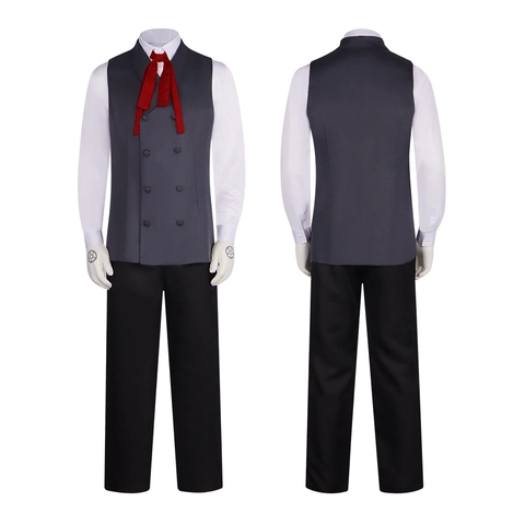 Costume De Cosplay Chasseur De Vampires Anime Ensemble Complet Long Manteau Rouge Chapeau Gilet Chemise Pantalon Gants Uniforme Halloween