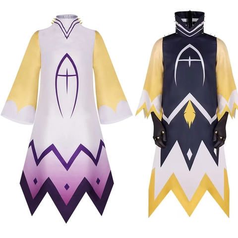 Ensemble de Costume de Jeu de Rôle Anime Gothique Robe Longue Col à Pointes Gants pour Performance de Scène Halloween