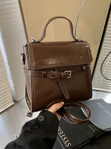 Vintage Damen PU Leder Mode Rucksack Casual Business Aktentasche Handtasche Mit Klappe Gürtelschnalle Mehrzweck Schultertasche