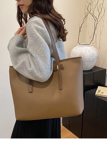 Borsa Shopping da Donna Grande Capacità Trama a Buccia d'Arancia Pelle PU retrò Borsa a Spalla Per Pendolarismo Ufficio