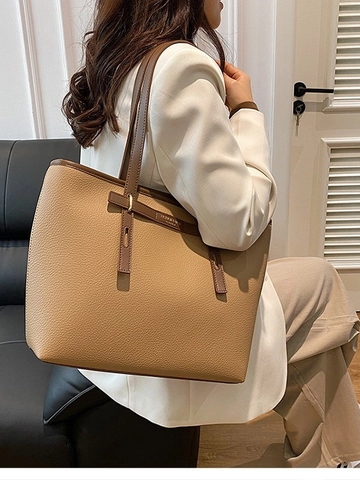 Borsa Shopping da Donna Grande Capacità Trama a Buccia d'Arancia Pelle PU retrò Borsa a Spalla Per Pendolarismo Ufficio
