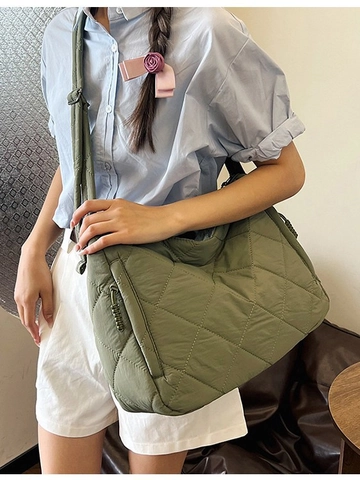 Borsa Tote da Donna a Grande Capacità Trapuntata a Rombi Borsa a Tracolla Casual Puffer con Tracolla Regolabile Borsa Leggera