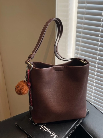 Vintage PU Leder Eimer Umhängetasche Große Kapazität Einfarbig Einfache Crossbody Tasche Für Damen Alltag Arbeit Einkaufen