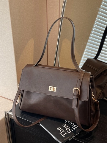 Vintage PU Leder Kleine Quadratische Tasche Für Damen Koreanischer Stil Minimalistische Umhängetasche Goldene Hardware Flip Umhängetasche