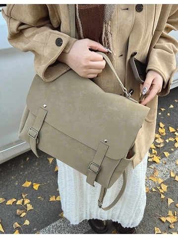 Mochila de Cuero PU Mate Vintage para Mujer Gran Capacidad Maletín Retro Doble Correa Bolso de Mano Escolar para Viajes Diarios