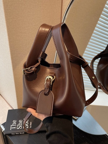 Borsa a Tracolla a Secchiello in Pelle PU Vintage per Donna Piccola Borsa a Mano Minimalista Con Tracolla Regolabile Borsa a Spalla