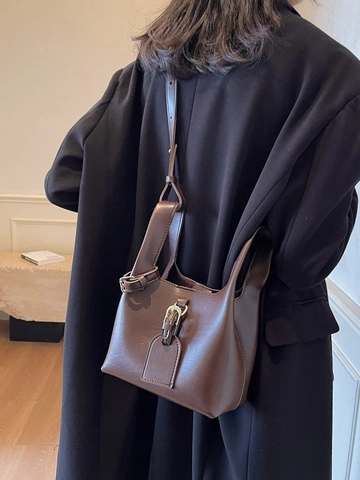 Borsa a Tracolla a Secchiello in Pelle PU Vintage per Donna Piccola Borsa a Mano Minimalista Con Tracolla Regolabile Borsa a Spalla