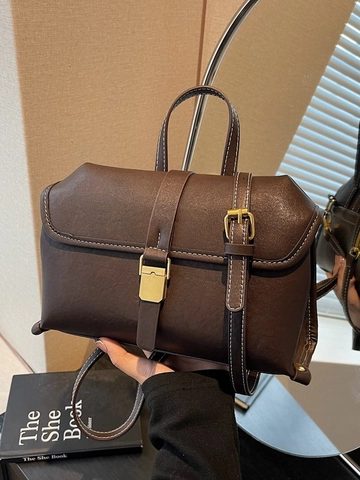 Dames Vintage Contraststiksels Crossbody Tas Met Handvat PU Leer Kleine Vierkante Schoudertas Voor Vrouwen Dagelijks Werk