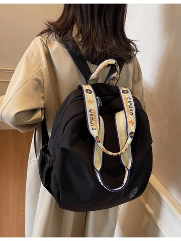 Damen Fashion Nylon Rucksack Große Kapazität Wasserdichte Reisetasche Mit Jacquard Buchstaben Blumenmuster Schultertasche