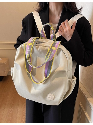 Damen Fashion Nylon Rucksack Große Kapazität Wasserdichte Reisetasche Mit Jacquard Buchstaben Blumenmuster Schultertasche
