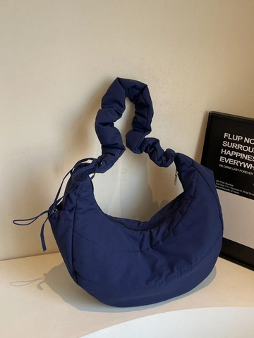 Borsa a Spalla Trapuntata da Donna a Grande Capacità Con Manico Arricciato Borsa Hobo a Semicerchio in Nylon per Viaggi