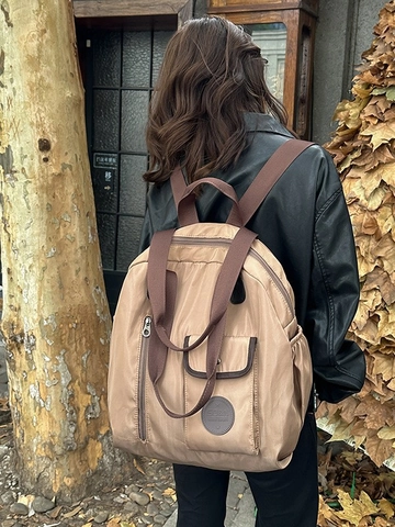 Zaino in Nylon di Grande Capacità Donna Borsa da Viaggio Versatile Borsa da Lavoro Scuola Impermeabile Multitasca Casual