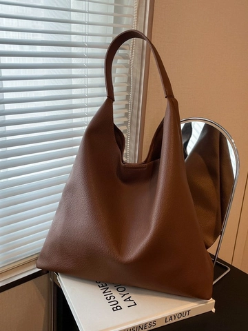 Damen Große Kapazität Lychee Muster PU Leder Einkaufstasche Minimalistisch Hobo Umhängetasche Für Täglich Pendeln Büro