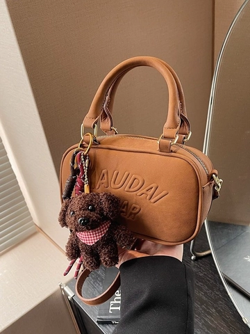 Damen Mini Boston Umhängetasche PU Leder Kleine Handtasche Geprägte Buchstaben Umhängetasche Mit Abnehmbarem Riemen Retro Tote Bag