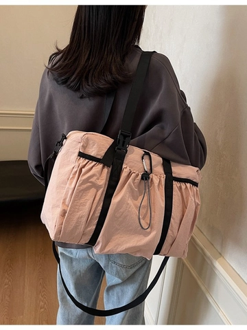 Borsa a Tracolla da Donna in Nylon di Grande Capacità Impermeabile Tote Bag Utilitaria Con Tasca a Coulisse e Moschettone per Viaggio Palestra Quotidiana