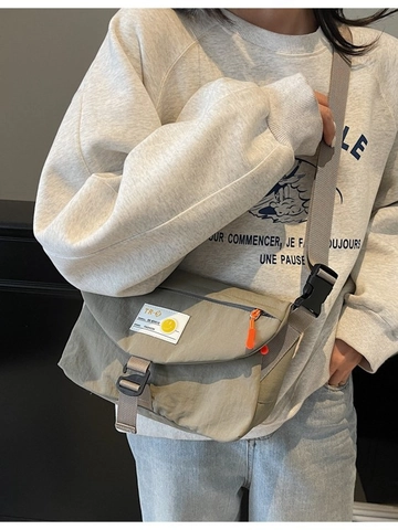 Damen Canvas Umhängetasche Kurier-Tasche Trendiges Smiley-Gesicht Buchstabe TR-9 Etikett Sportlich Lässige Schultertasche Mit Verstellbarem Gurt