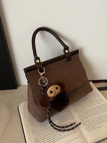 Borsa a Mano Vintage in Pelle PU Scamosciata per Donna Borsa a Tracolla Minimalista Tote con Tracolla Borsa Versatile Pendolare Quotidiana