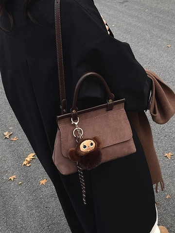 Borsa a Mano Vintage in Pelle PU Scamosciata per Donna Borsa a Tracolla Minimalista Tote con Tracolla Borsa Versatile Pendolare Quotidiana