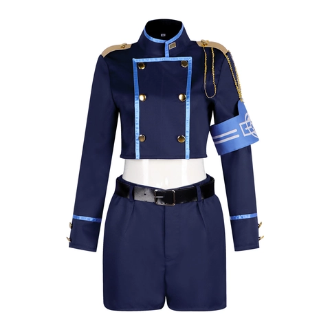 Costume da Cosplay Uniforme Scolastica da Donna Giacca Blu Notte Con Gonna a Pieghe o Pantaloncini per Halloween Gioco di Ruolo