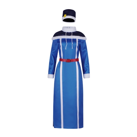 Costume da Cosplay Anime da Donna Abito Lungo Blu Con Scialle Cappello Cintura per Festa di Halloween Spettacolo Poliestere