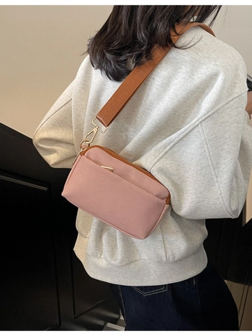 Borsa a Tracolla in Tela Minimalista da Donna Piccola Borsa Quadrata Trendy con Doppia Cerniera e Tracolla Larga Regolabile