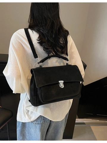 Mochila Multifuncional de Gamuza Vintage para Mujer Bolso de Hombro Esmerilado Retro Bolso de Mano Versátil Con Cierre de Bloqueo