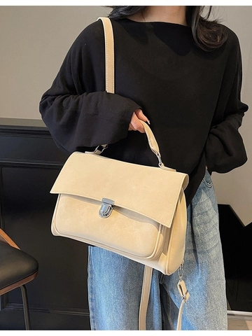 Mochila Multifuncional de Gamuza Vintage para Mujer Bolso de Hombro Esmerilado Retro Bolso de Mano Versátil Con Cierre de Bloqueo