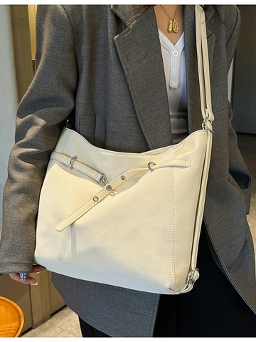 Minimalist Large Capacity PU Leather Backpack For Women Casual Spliced Tote Shoulder Bag Commuter Urban Travel Fashion Handbag