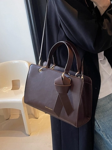 Grand Sac Cabas en Cuir PU pour Femmes Sac à Épaule Vintage avec Nœud avec Bandoulière Réglable Sac à Main pour Mariage et Fête
