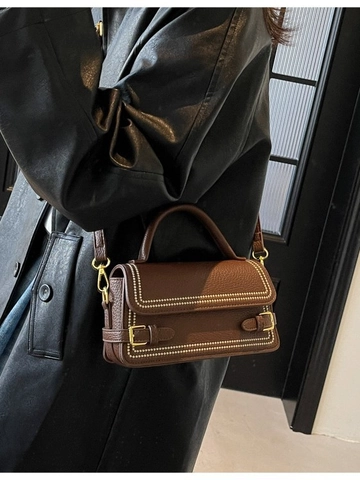 Sac Bandoulière Mode en Cuir PU pour Femmes Motif Litchi Petit Sac à Main Carré Boucle Dorée Sac à Épaule pour Quotidien